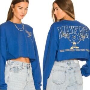 The Mayfair Group The New P.E. Cropped Sweatshirt in Blue size S/M oversized